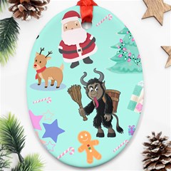 Green Krampus Christmas Oval Ornament (two Sides) by NerdySparkleGoth