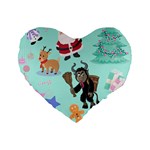 Green Krampus Christmas Standard 16  Premium Flano Heart Shape Cushions Front