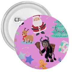 Pink Krampus Christmas 3  Buttons by NerdySparkleGoth
