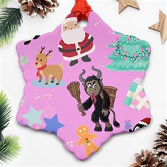 Pink Krampus Christmas Snowflake Ornament (two Sides) by NerdySparkleGoth