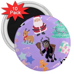 Purple Krampus Christmas 3  Magnets (10 Pack)  by NerdySparkleGoth