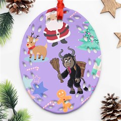 Purple Krampus Christmas Oval Filigree Ornament (two Sides) by NerdySparkleGoth