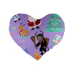 Purple Krampus Christmas Standard 16  Premium Heart Shape Cushions by NerdySparkleGoth
