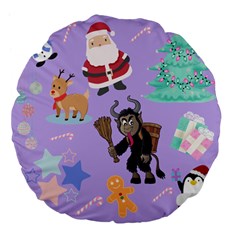 Purple Krampus Christmas Large 18  Premium Flano Round Cushions by NerdySparkleGoth