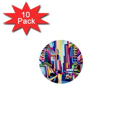 City-street-car-road-architecture 1  Mini Buttons (10 Pack)  by Jancukart