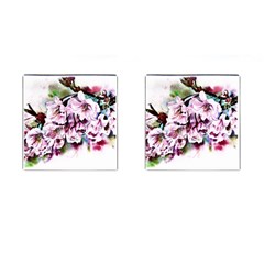Watercolour-cherry-blossoms Cufflinks (square) by Jancukart