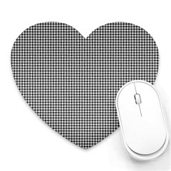 Soot Black And White Handpainted Houndstooth Check Watercolor Pattern Heart Mousepads by PodArtist