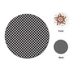 Black And White Watercolored Checkerboard Chess Playing Cards Single Design (round) by PodArtist