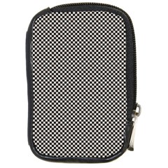 Small Black And White Watercolor Checkerboard Chess Compact Camera Leather Case by PodArtist