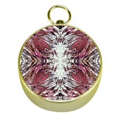 Pink On Gold Symmetry Gold Compasses by kaleidomarblingart