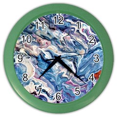 Abstract Waves Color Wall Clock by kaleidomarblingart