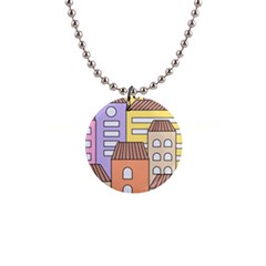 Houses City Architecture Building 1  Button Necklace by Sapixe