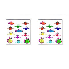 Fish Swim Cartoon Funnycute Cufflinks (square) by Sapixe