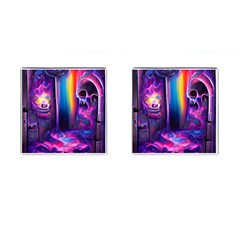 Purple Drawing Digital Art Cufflinks (square) by Amaryn4rt