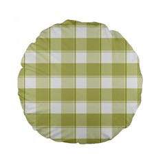 Green Tea - White And Green Plaids Standard 15  Premium Flano Round Cushions by ConteMonfrey