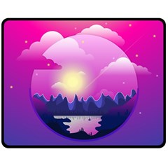 Landscape Illustration Illustrator Fleece Blanket (medium)  by Wegoenart
