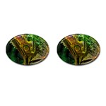 Chameleon Reptile Lizard Animal Cufflinks (Oval) Front(Pair)
