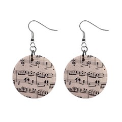 Art Vintage Music Paper Background Design Mini Button Earrings by Wegoenart