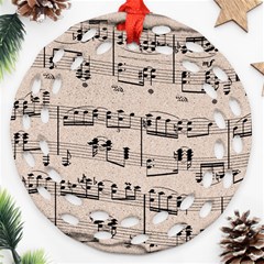 Art Vintage Music Paper Background Design Round Filigree Ornament (two Sides) by Wegoenart