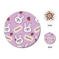 Illustration Rabbit Cartoon Background Pattern Playing Cards Single Design (round) by Sudhe