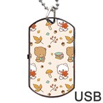 Illustration Bear Cartoon Background Pattern Dog Tag USB Flash (Two Sides) Front