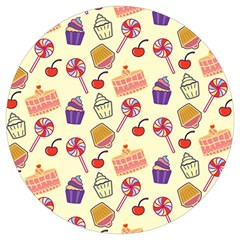 Food Illustration Cupcake Pattern Lollipop Round Trivet by Amaryn4rt