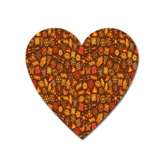 Pattern-orange,seamles,chrismast Heart Magnet by nateshop