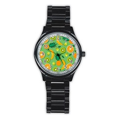 Fruit Tropical Pattern Design Art Stainless Steel Round Watch by danenraven