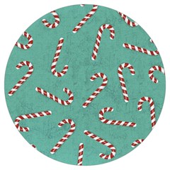 Christmas Candy Cane Background Round Trivet by danenraven