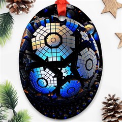 Illustration Tech Galaxy Robot Bot Science Oval Ornament (two Sides) by danenraven