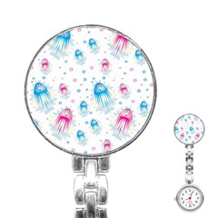 Jellyfis Pink Blue Cartoon Stainless Steel Nurses Watch by danenraven
