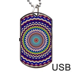 Kaleidoscope Geometric Circles Dog Tag Usb Flash (one Side) by danenraven
