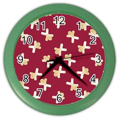 Gold Gingerbread Man Burgundy Color Wall Clock by TetiBright