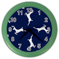 Silver Reindeer Blue Color Wall Clock by TetiBright