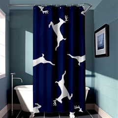 Silver Reindeer Blue Shower Curtain 36  X 72  (stall)  by TetiBright