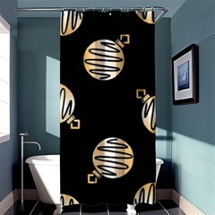 Gold Ornaments Black Shower Curtain 36  X 72  (stall)  by TetiBright
