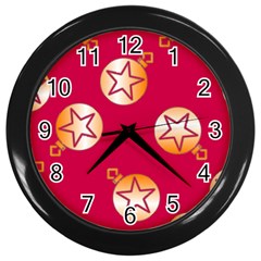 Orange Ornaments With Stars Pink Wall Clock (black) by TetiBright