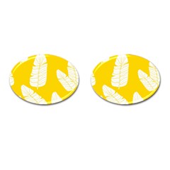 Yellow Banana Leaves Cufflinks (oval) by ConteMonfreyShop