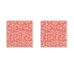 Pink Floral Wall Cufflinks (square) by ConteMonfreyShop