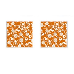 Orange Floral Walls  Cufflinks (square) by ConteMonfreyShop