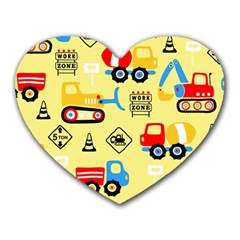 Seamless Pattern Vector Industrial Vehicle Cartoon Heart Mousepads by Jancukart