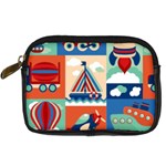 Toy Transport Cartoon Seamless-pattern-with-airplane-aerostat-sail Yacht Vector Illustration Digital Camera Leather Case Front
