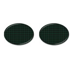 Black and dark green small plaids Cufflinks (Oval) Front(Pair)
