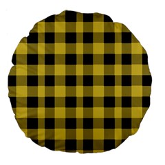 Black And Yellow Small Plaids Large 18  Premium Flano Round Cushions by ConteMonfrey