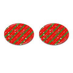 Xmash Christmas Stars Red Background Star Cufflinks (oval) by Wegoenart