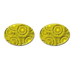 Yellow Abstract Sun Pattern Background Cufflinks (oval) by Wegoenart