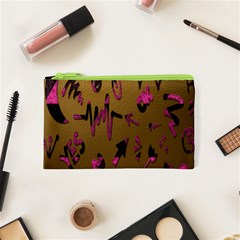 Doodles,gold Cosmetic Bag (xs) by nateshop