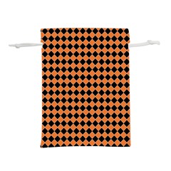 Halloween Black Orange Plaids Lightweight Drawstring Pouch (l) by ConteMonfrey
