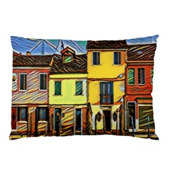 Colorful Venice Homes Pillow Case (two Sides) by ConteMonfrey