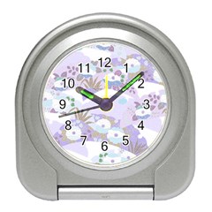 Purple Japanese Pattern Texture Violet Textile Travel Alarm Clock by danenraven